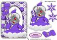 Christmas Mouse in Purple on Ski in the Snow