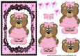 Cute Bear in Pink on Lace Background