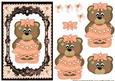 Cute Bear in Peach on Lace Background