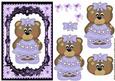 Cute Bear in Purple on Effective Lace Background