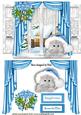 Dress the Window with Cat in Blue Santa Hat
