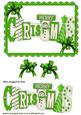Merry Christmas with Snowman in Green Words