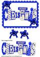Merry Christmas with Snowman in Blue Words