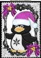 Cute Penguin in Pink Santa Hat with Bows A4