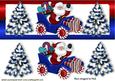 Santa in His Car with Blue Christmas Trees Dl
