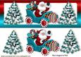 Santa in His Car with Turq Christmas Trees Dl