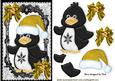 Penguin in Gold Santa Hat with Bows