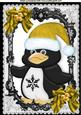 Cute Penguin in Gold Santa Hat A4