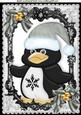 Cute Penguin in Silver Santa Hat and Bows A4