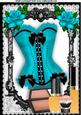 Pretty Turq/black Lace Basque with Makeup A4
