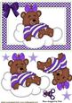 Little Sleepy Bear on a Cloud with Purple Stars