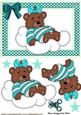 Little Sleepy Bear on a Cloud with Turq Stars
