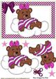 Little Sleepy Bear on a Cloud with Pink Stars