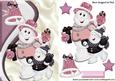 Cute Skating Snowmen with Pink Bell