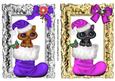 Cute Kitties in Purple/pink Santa Stockings Toppers