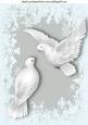 Beautiful White Doves with Silver Snowflake Background A4