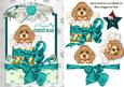 Little Puppy in Christmas Box in Turq Lace Frame
