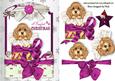 Little Puppy in Christmas Box in Pink Lace Frame