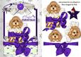Little Puppy in Christmas Box in Purple Lace Frame