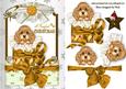 Little Puppy in Christmas Box in Gold Lace Frame