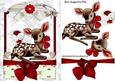 Cute Little Deer in Red Lace Frame