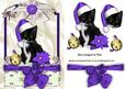Cute Kitty in Purple Santa Hat in Lace Frame