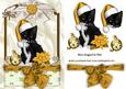 Cute Kitty in Gold Santa Hat in Lace Frame