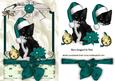 Cute Kitty in Jade Santa Hat in Lace Frame