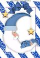 Santa Moon with Sleeping Baby in Blue A4