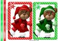 Lovely Felt Skating Bears in Green/red Toppers