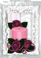 Pink Candle with Champers and Roses A4