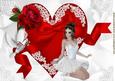 Beautiful Red Heart with Ballerina and Dove A4