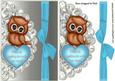 Cute Owl with Turq Bow on Scalloped Envelope
