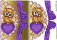 Cute Little Owl with Purple Bow on Scalloped Envelope