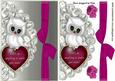 Little White Owl on Scalloped Envelope with Roses