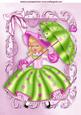 Pretty in Ornate Frame Lady with Pink Hearts & Bow A4