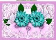 Pretty Floral Arrangement on Pink Lace with Butterflies A4