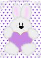 Big White Fluffy Bunny with Purple Heart A4