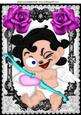 Cheeky Cherub with Bow and Heart in Lace Frame A4