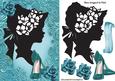 Silhouette of Vintage Lady and Modern Times with Rose