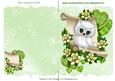 Green Roses with Cute Owl on Scalloped Frame