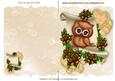 Gold Roses with Cute Owl on Scroll with Hearts