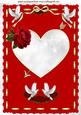 Valentine Frame of Doves and Gold Ribbon with Rose A4