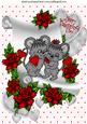 Hearts and Roses with Cute Little Mice on a Scroll A4