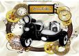 Black Scooter in Steampunk Frame for Birthday A4