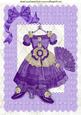 Vintage Dress in Purple/cream with Fan A4