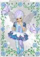 Cute Little Faerie with Butterflies in Blue Rose Frame A4