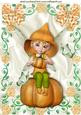 Pumpkin Faerie with Butterflies in Orange Rose Frame A4