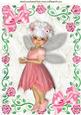 Pink Fearie on Lace in Pink Rose Frame with Bows A4