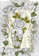 Vase of Silver Roses in Rose Frame with Bow A4
